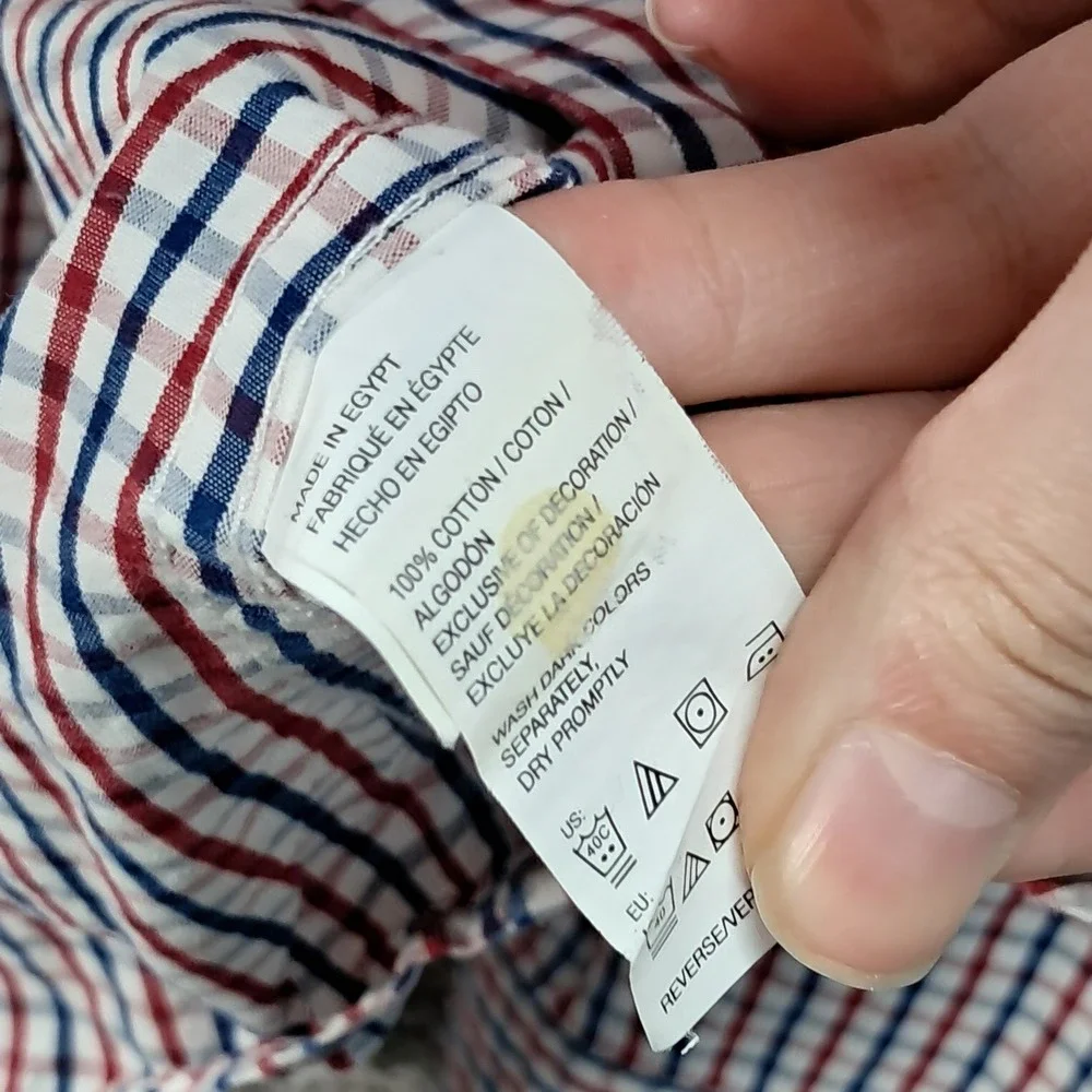 IZOD Mens XXL Plaid Button Down Shirt Red White Blue Cotton‎ Long Sleeve